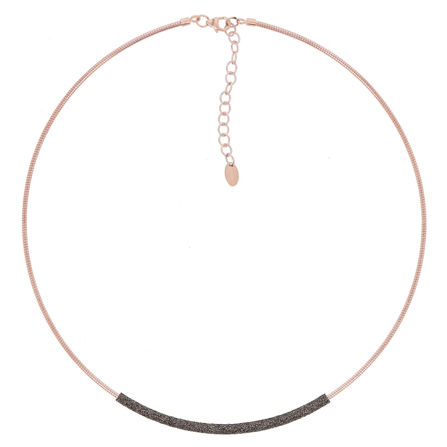 Rose Gold Wire Necklace With Brown Carbon Dust