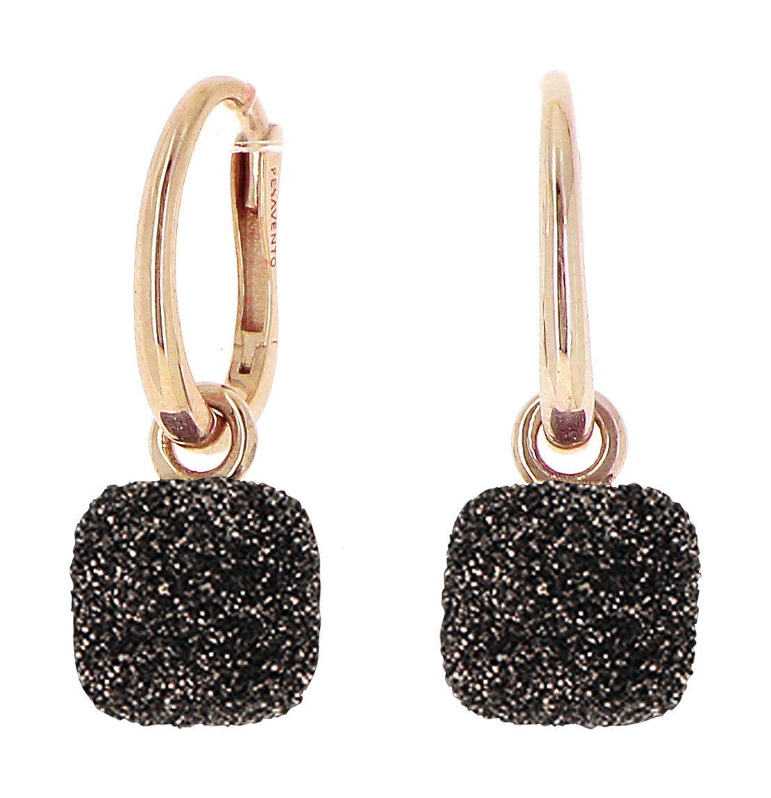 Rose Gold Earrings With Brown Carbon Dust