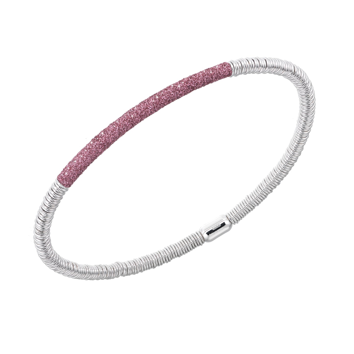 Silver Bracelet With Pink Carbon Dust