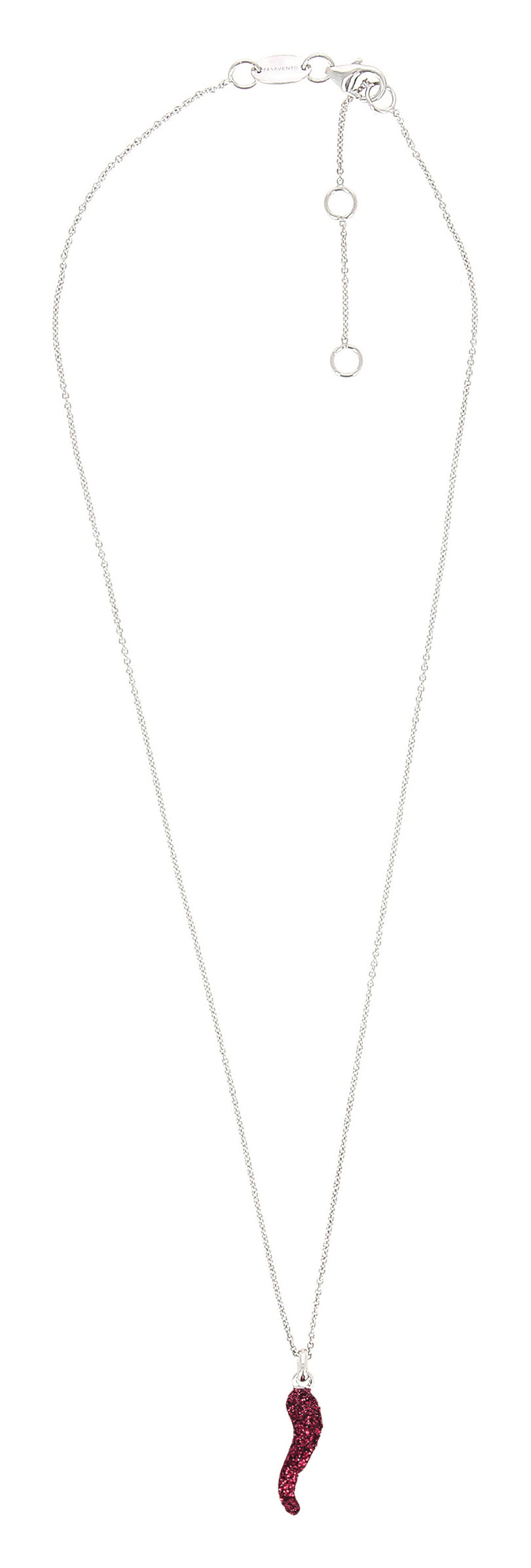 Silver Necklace With Red Carbon Dust Pendant