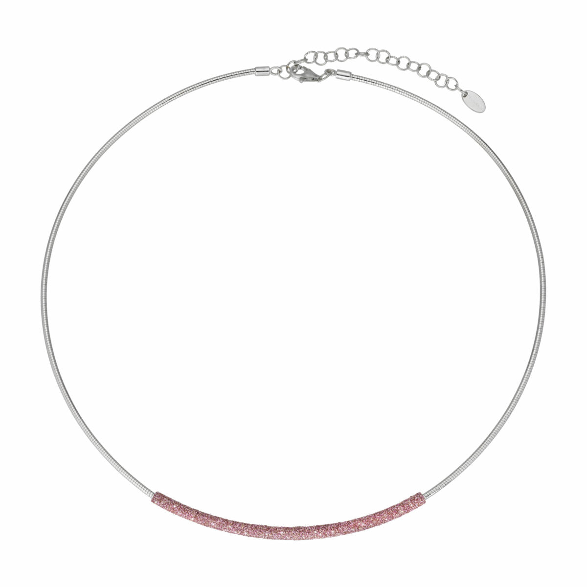 Silver Necklace With Pink Carbon Dust