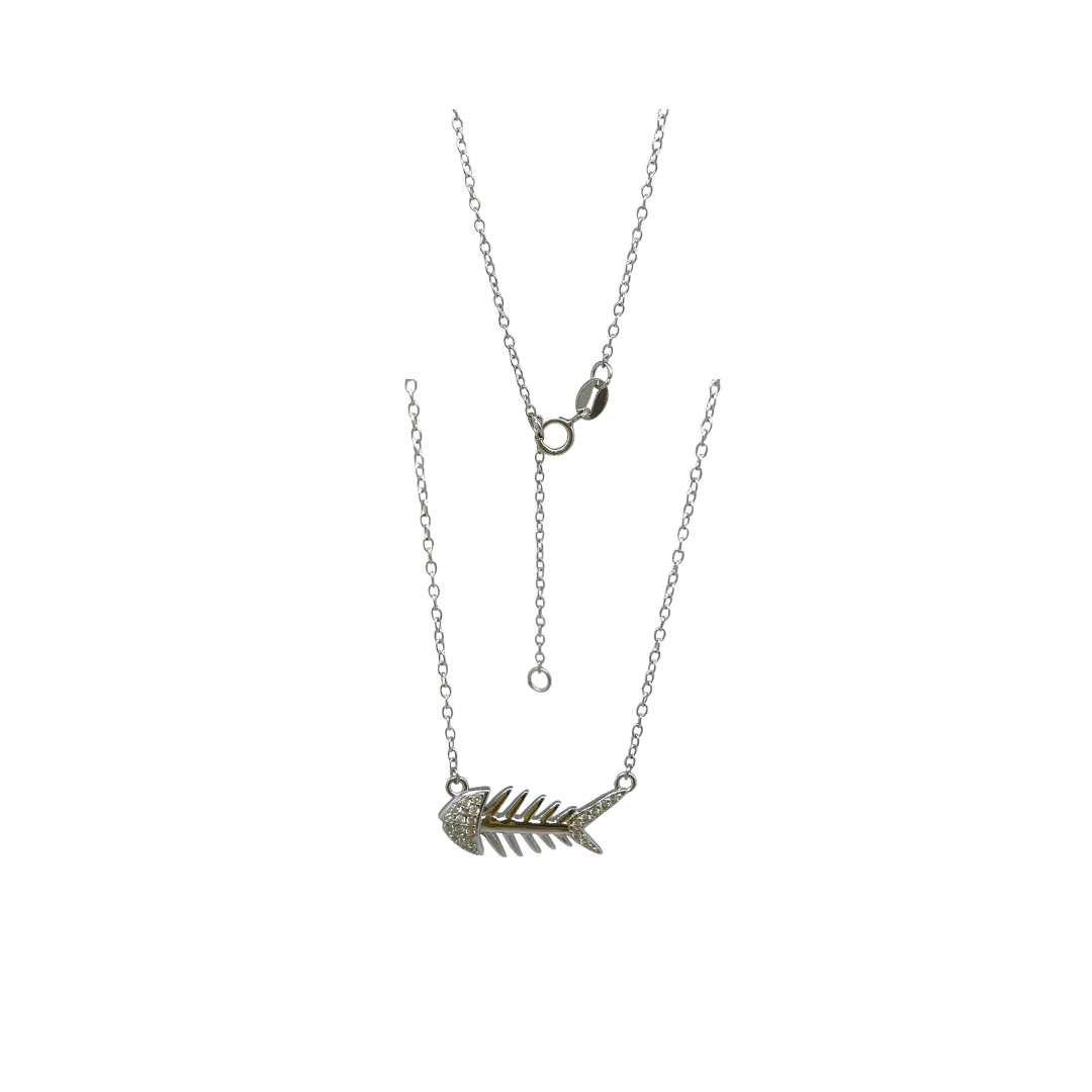 Silver Fish Bone Necklace