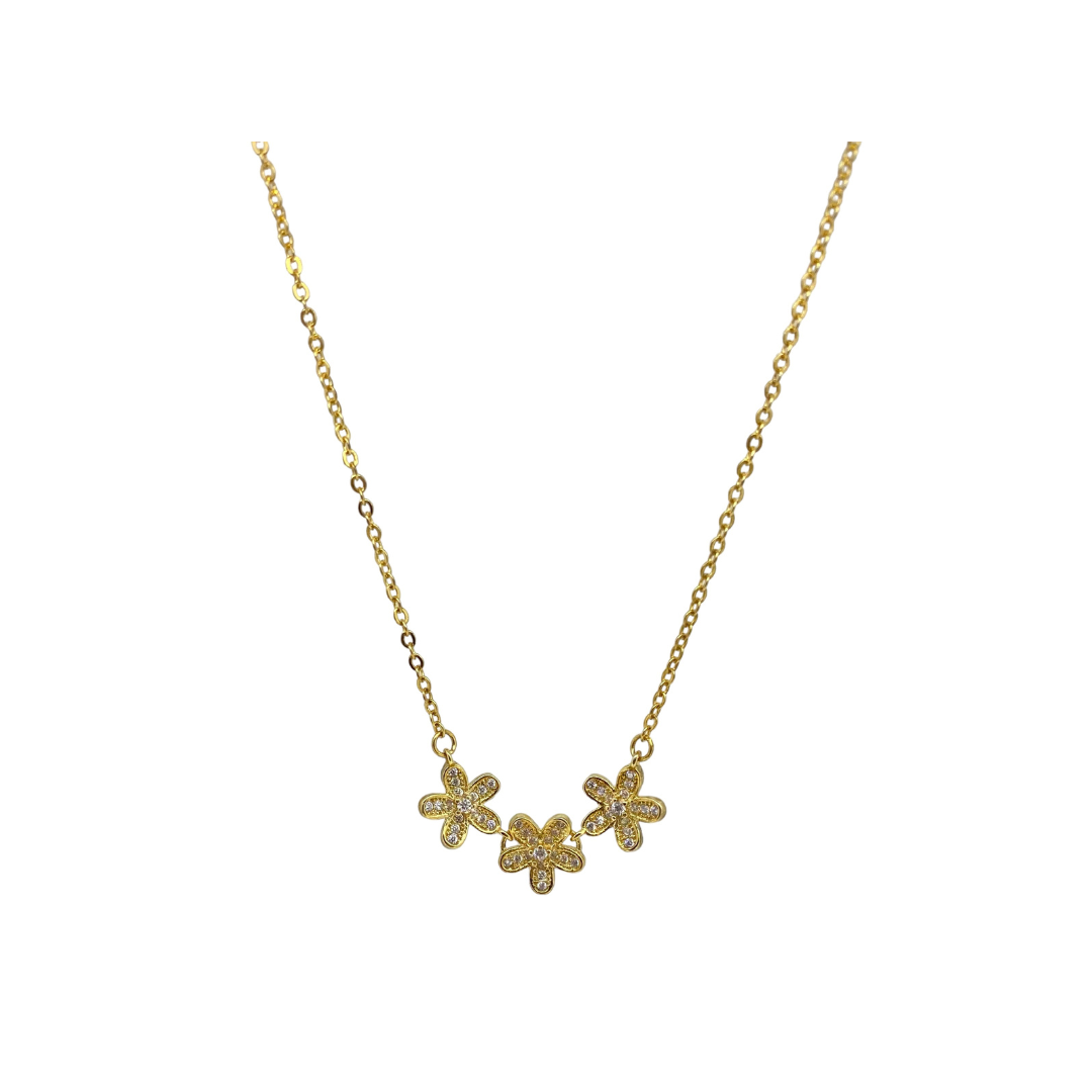 Yellow Gold Flower Necklace