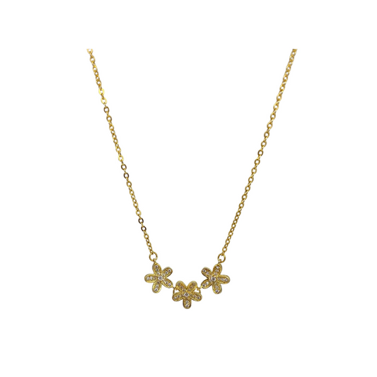 Yellow Gold Flower Necklace