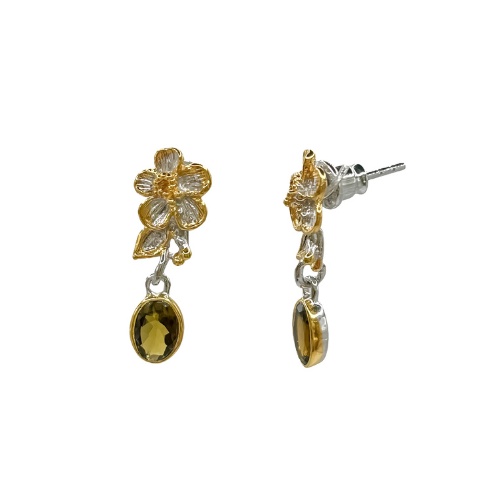 Floral Yellow Tourmaline Earrings