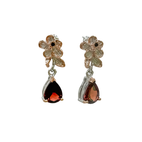 Exquisite Floral Garnet Earrings