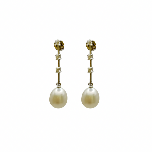 Silver drop pearl earrings