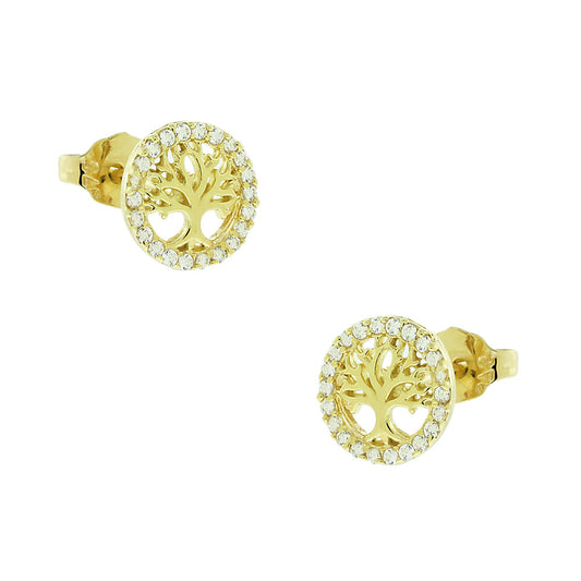 Gold Stud Earrings Tree of Life