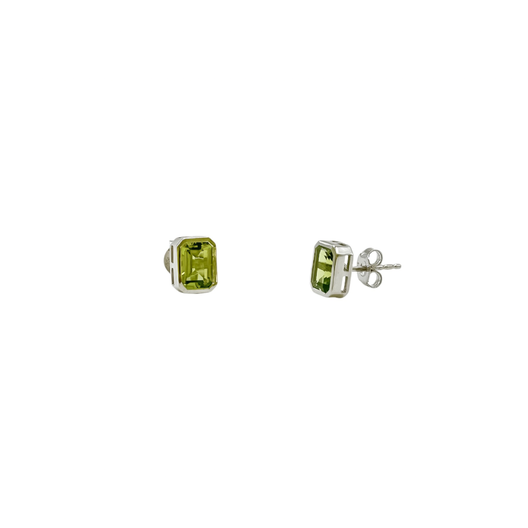 Silver Peridot Studs