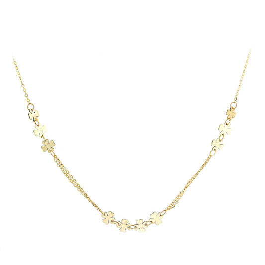 Yellow Gold Clover Necklace