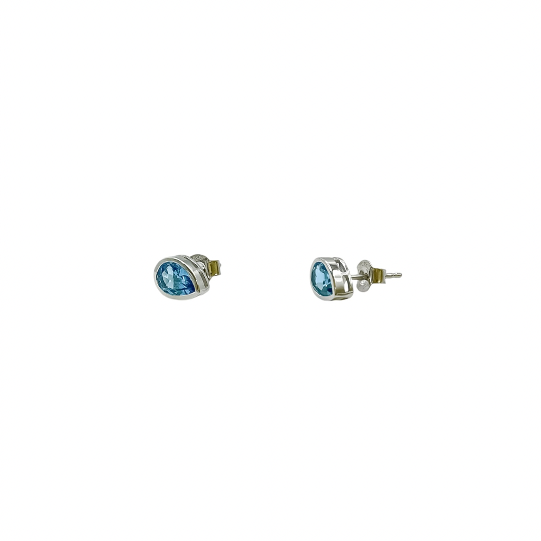 Silver Blue Topaz Studs