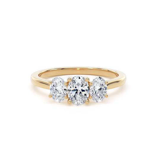 Three Stone Oval Lab Diamond Ring