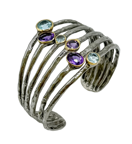 Oxidized Bangle With Gems