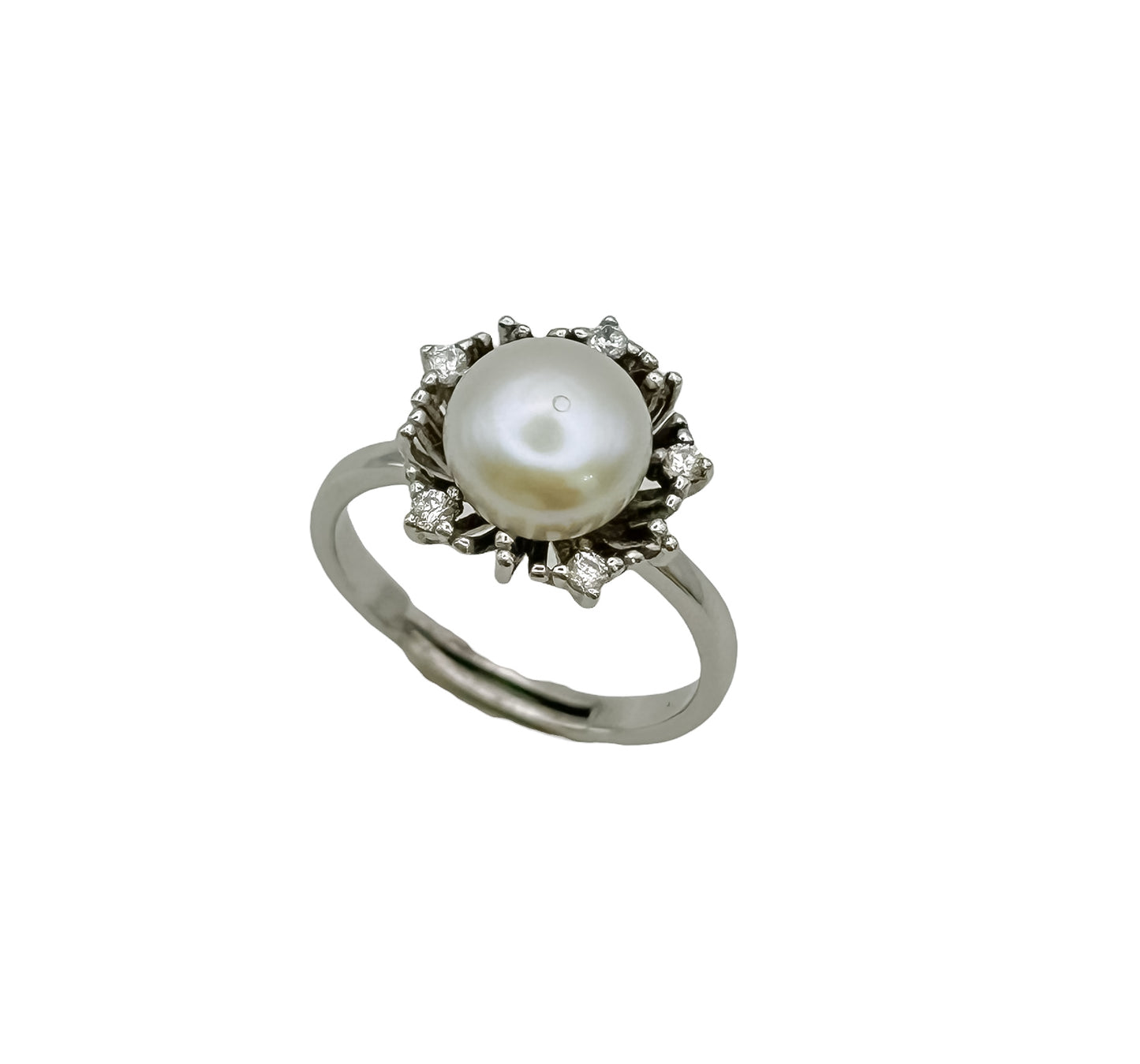 Silver Pearl Flower Ring