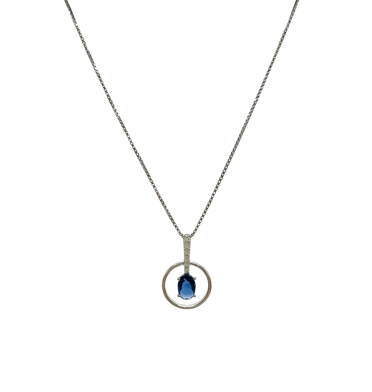 Silver Blue Zirconia Necklace