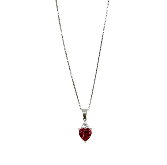 Silver Red Heart Necklace