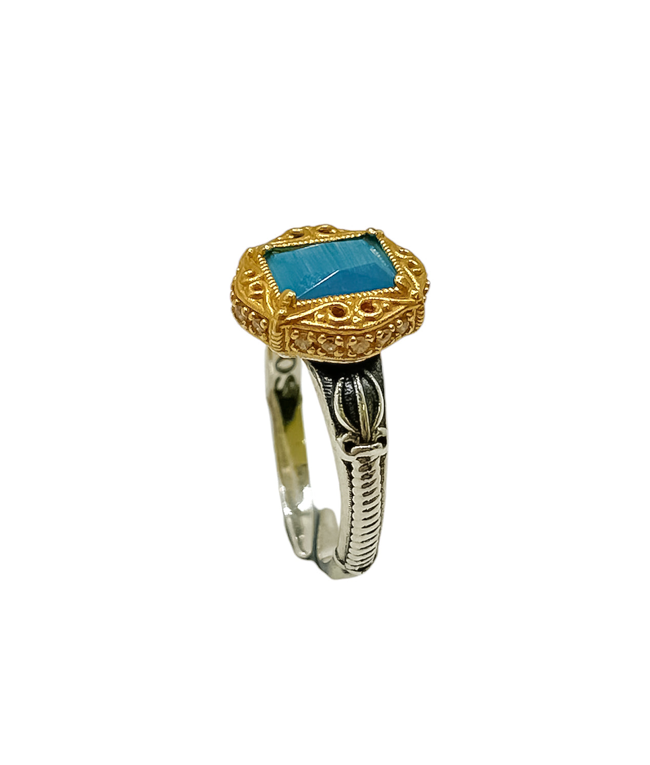 Silver Ring With Blue Swarovski