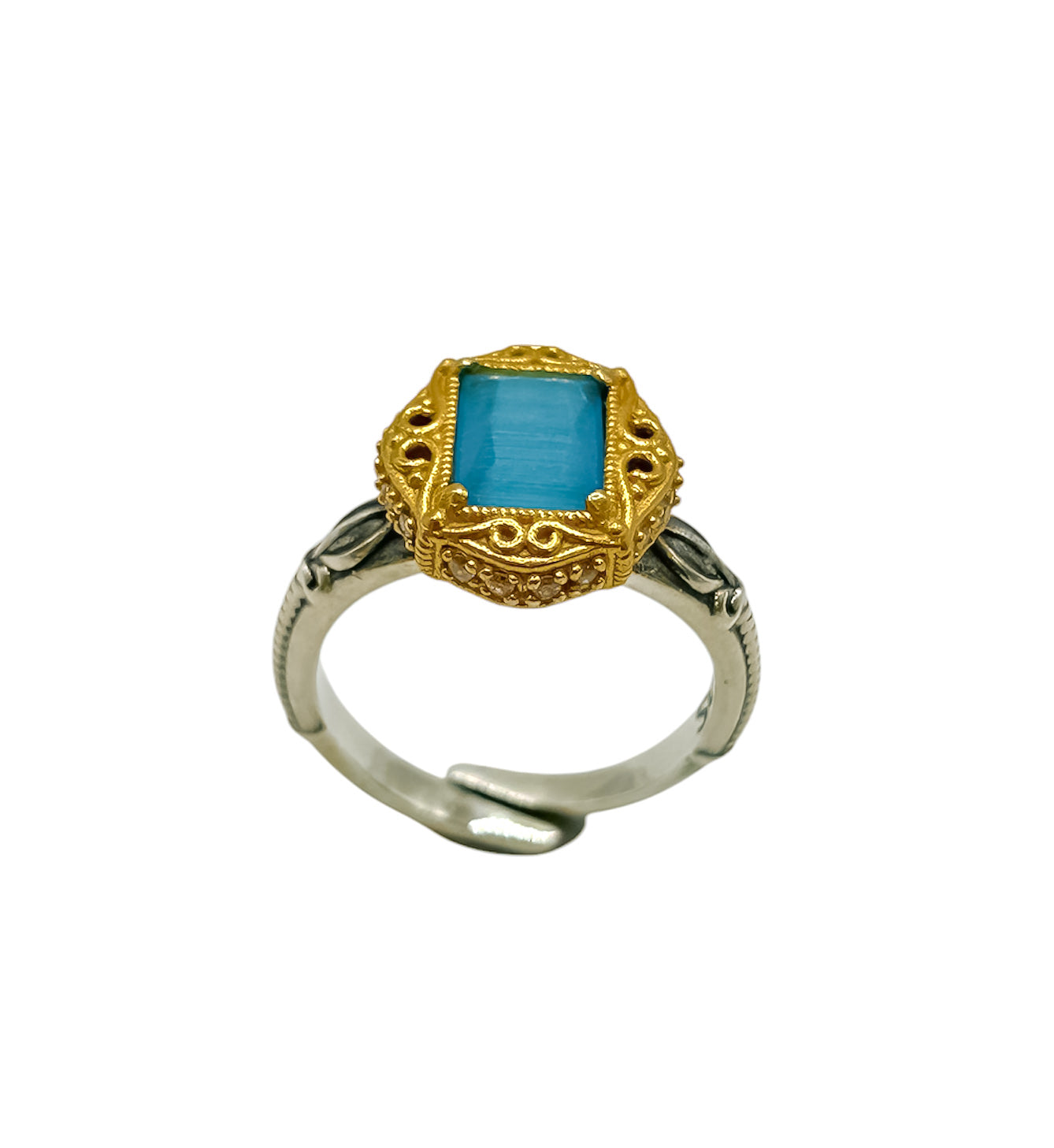 Silver Ring With Blue Swarovski