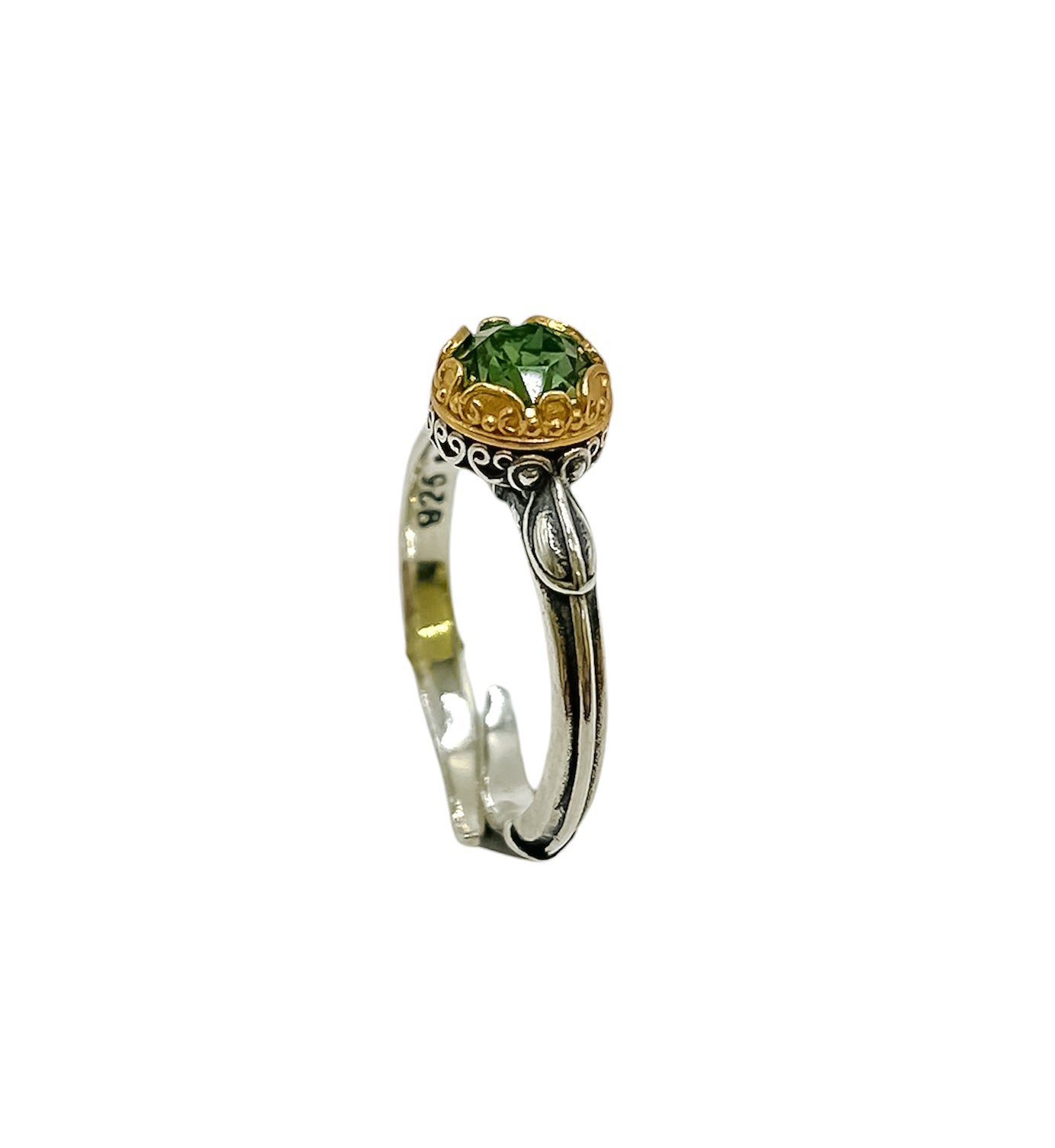 Silver Ring With Green Swarovski