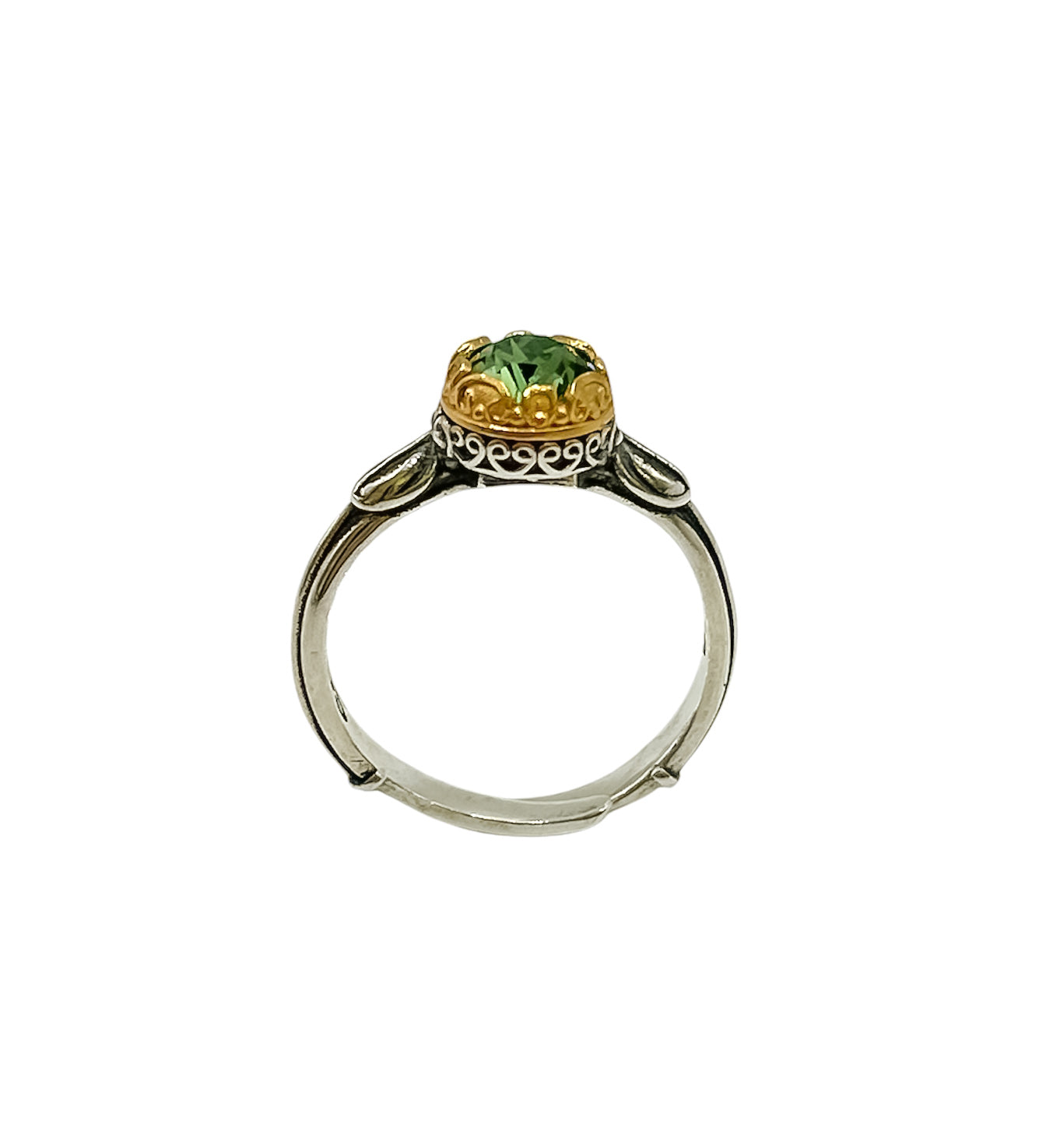 Silver Ring With Green Swarovski