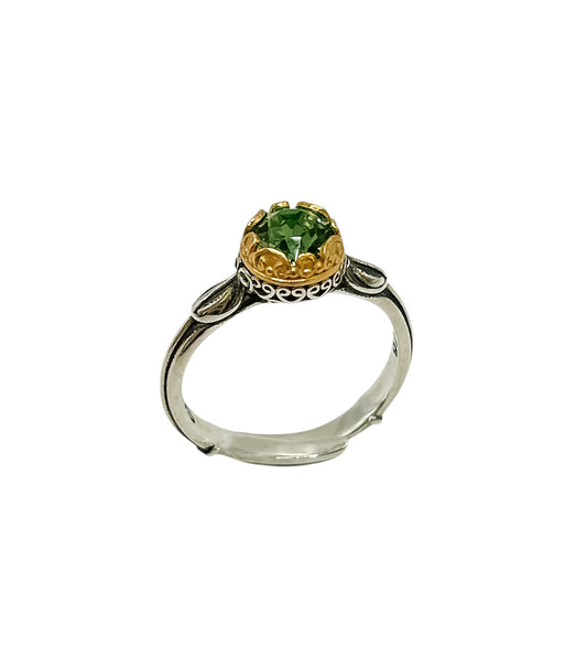 Silver Ring With Green Swarovski