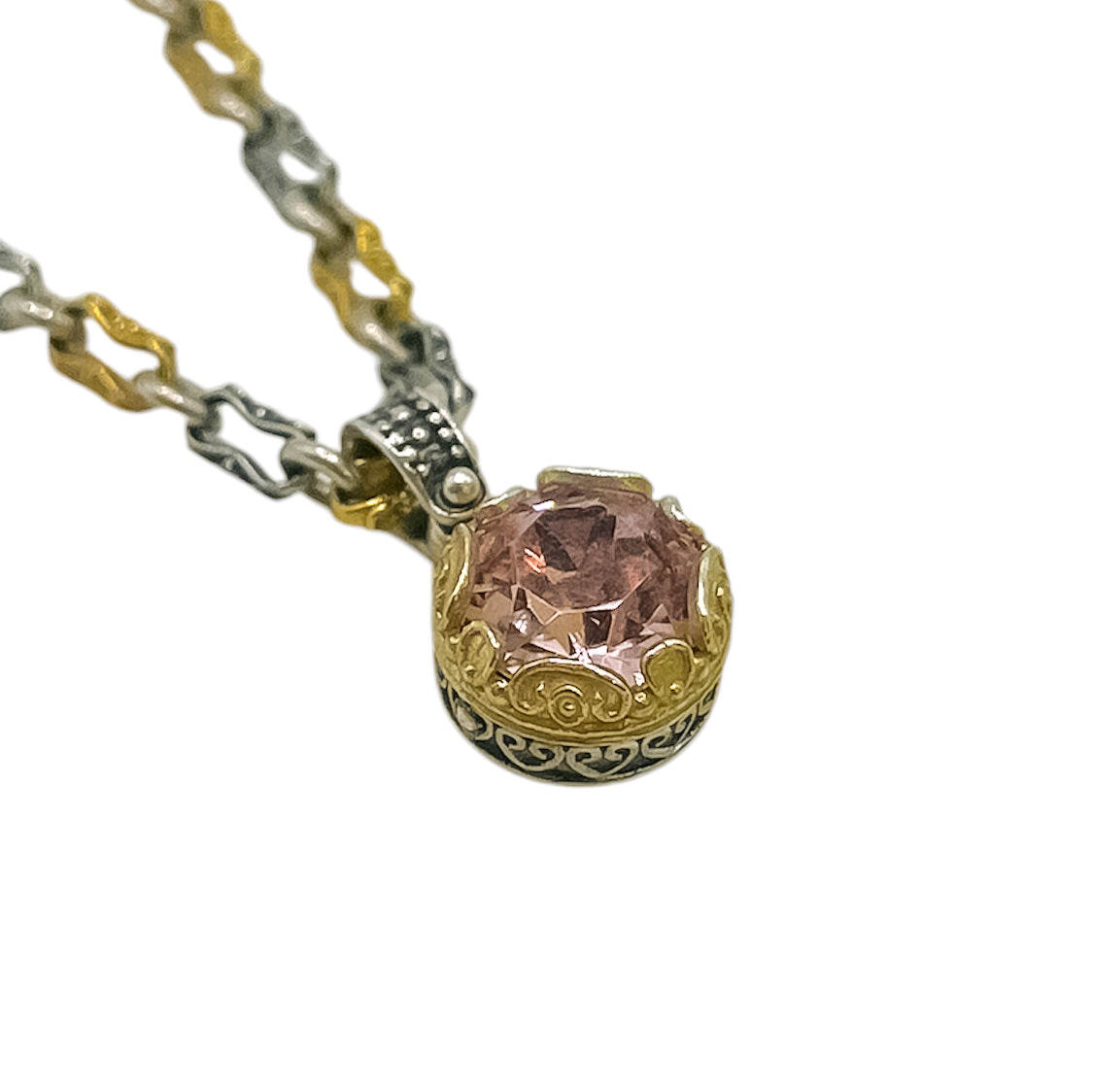 Silver Pendant With Pink Swarovski