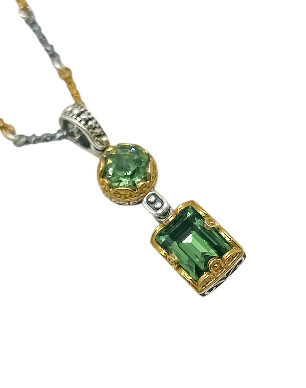 Silver Necklace With Green Swarovski