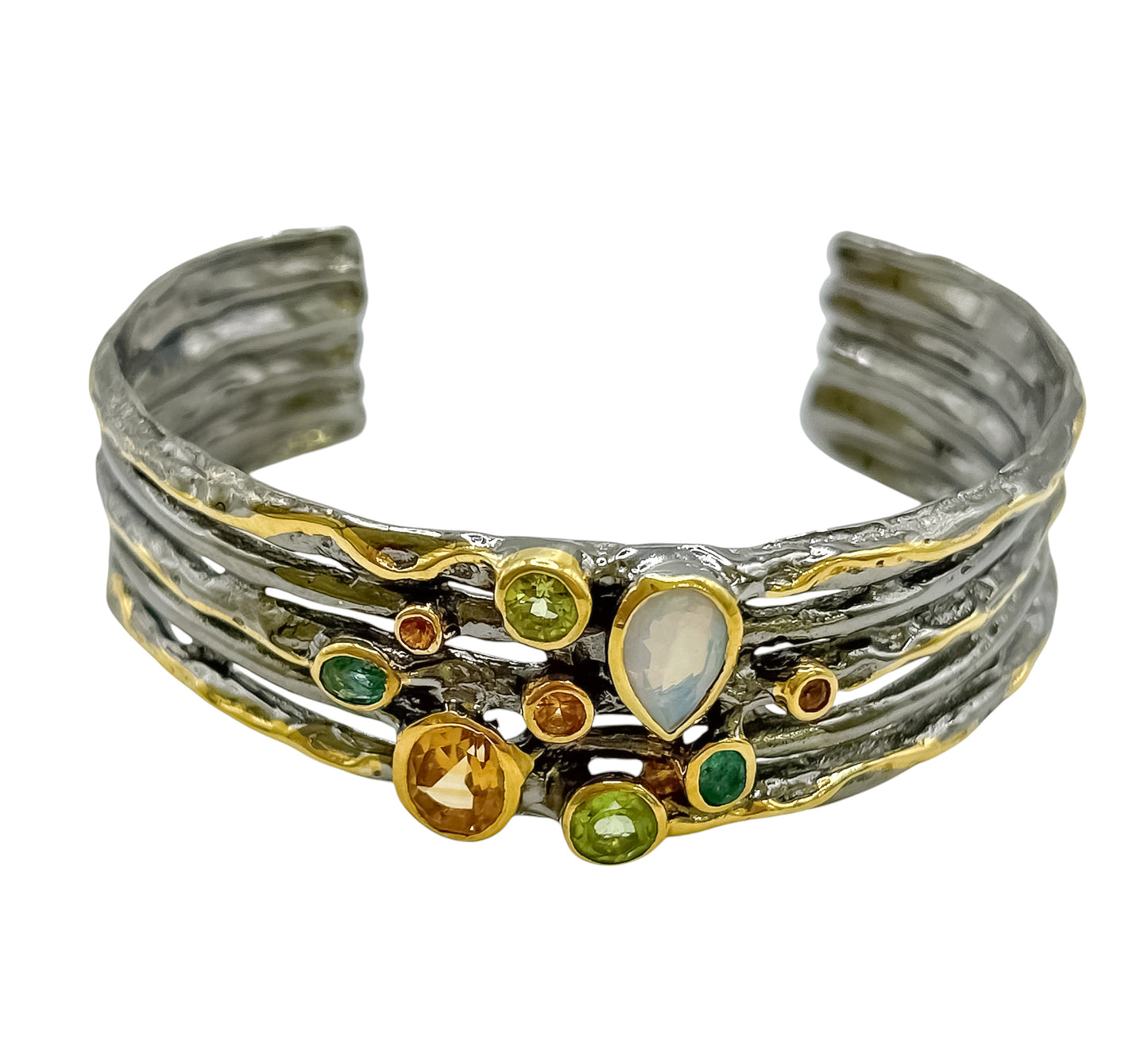 Silver Bangle With Gems
