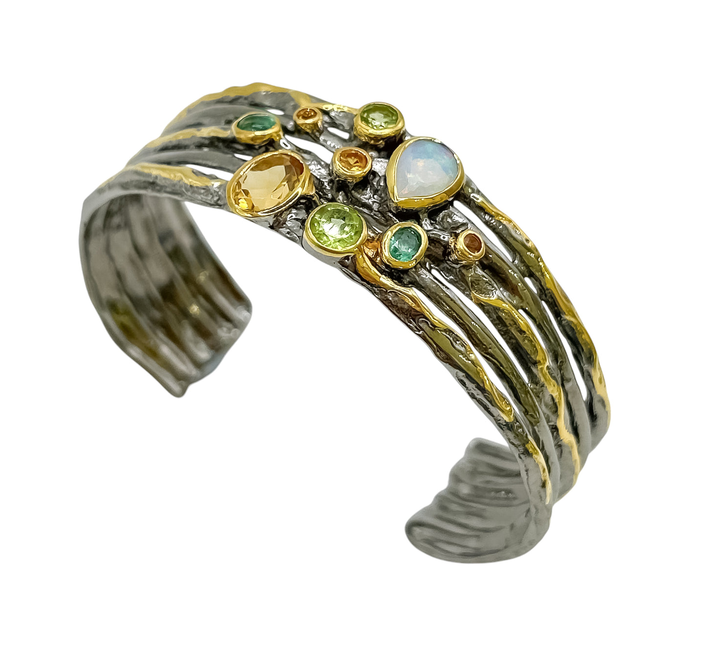 Silver Bangle With Gems