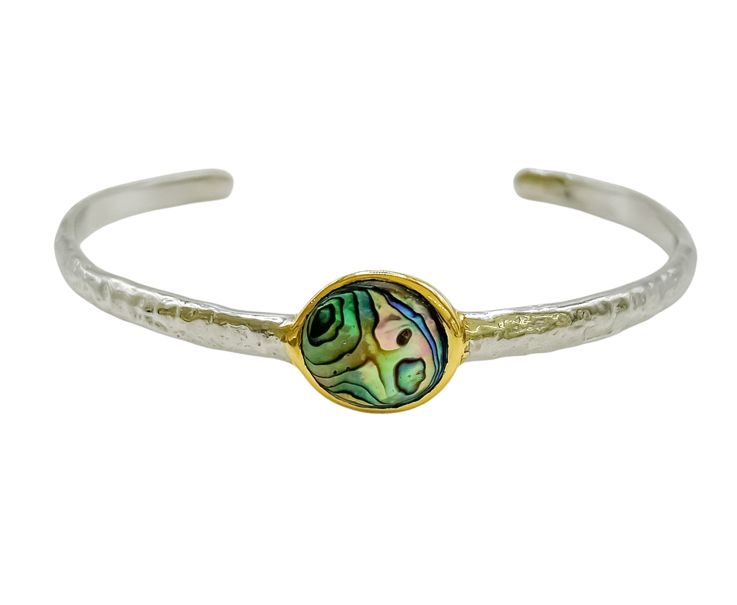 Silver Bangle With Abalone