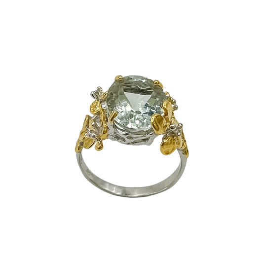 Silver Ring With Green Amethyst