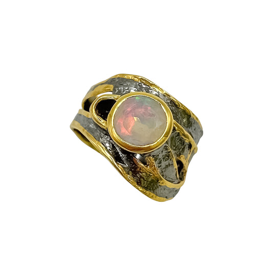 Silver Ring With Opal