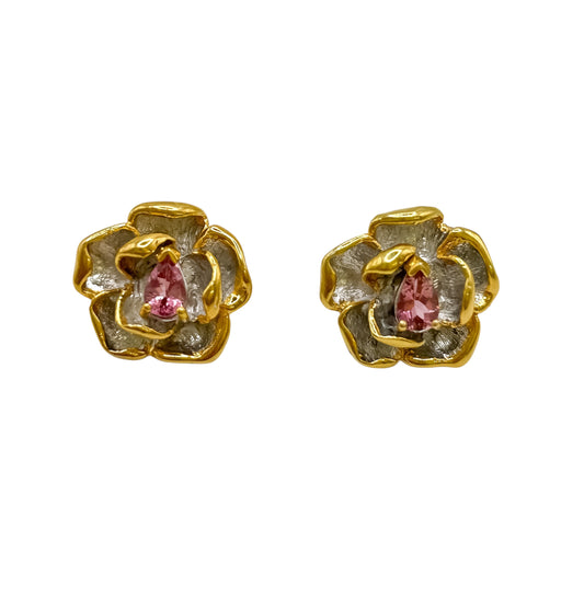 Silver Earrings With Pink Sapphires