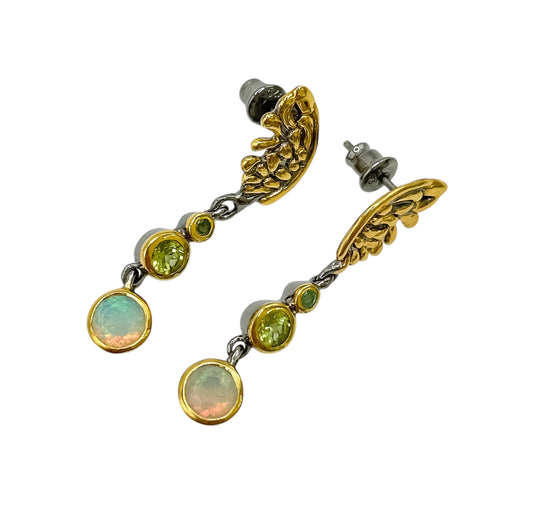 Silver Wing Earrings With Gems