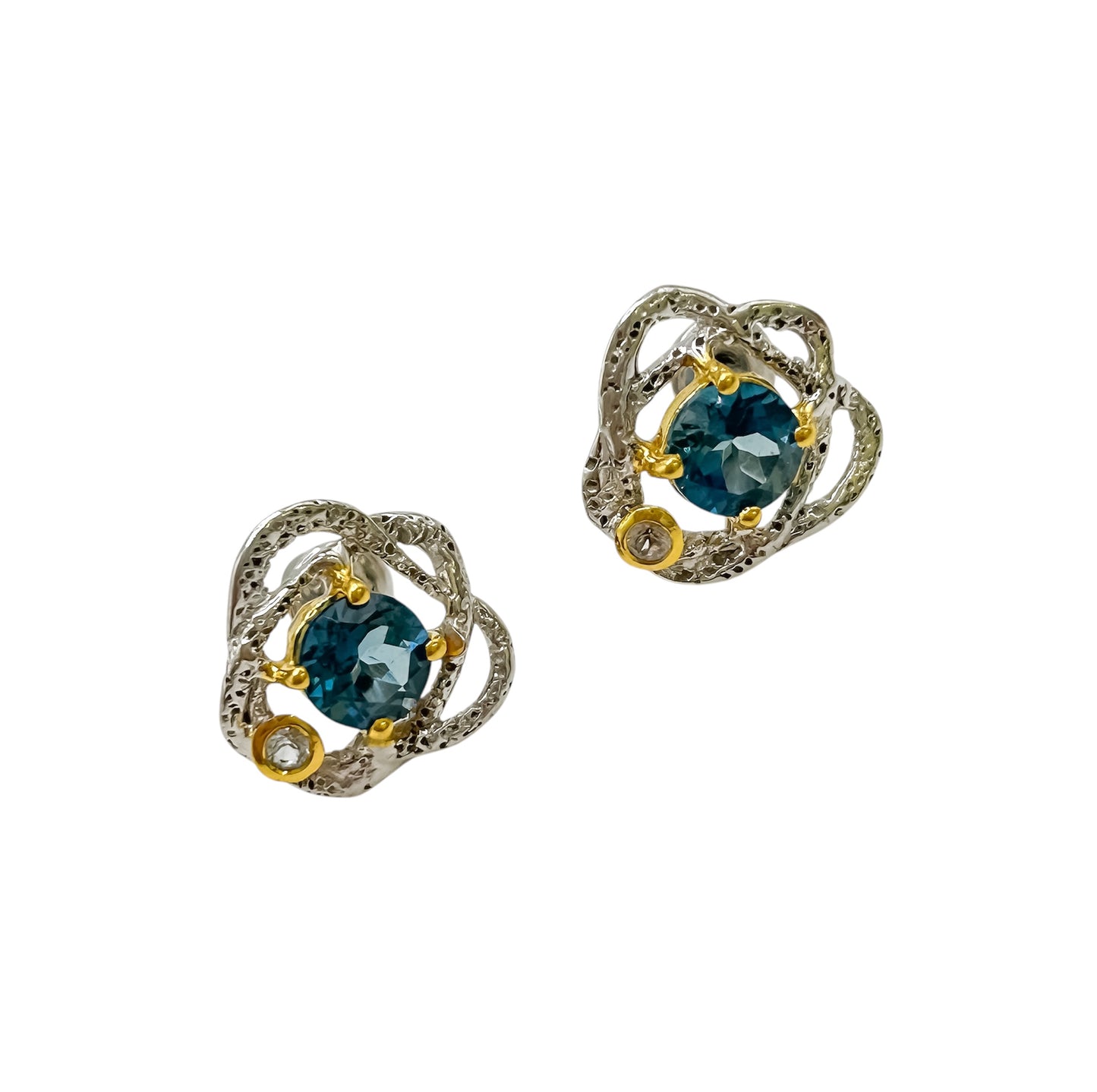 Silver Earrings With Blue Topaz
