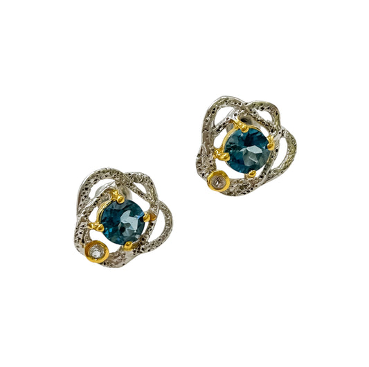 Silver Earrings With Blue Topaz
