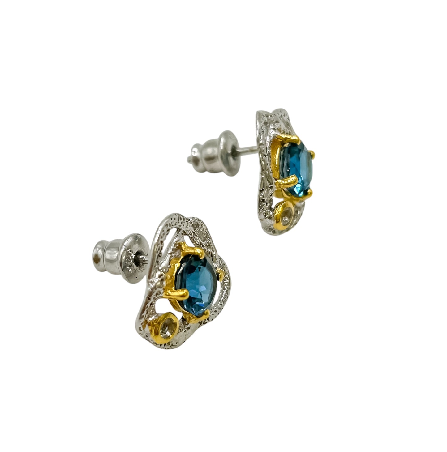 Silver Earrings With Blue Topaz