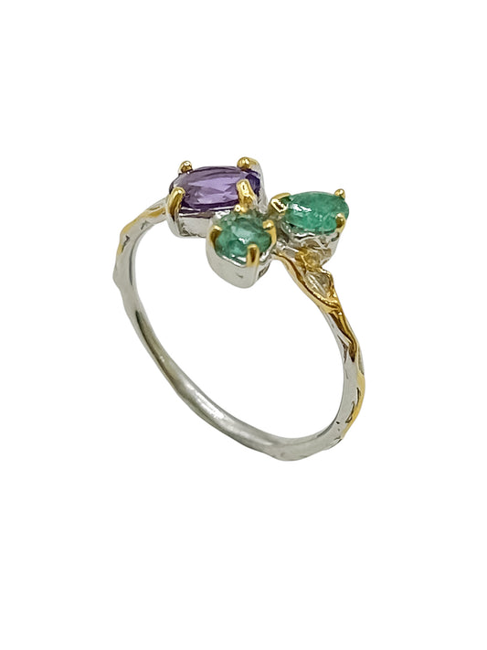 Silver Ring With Gems