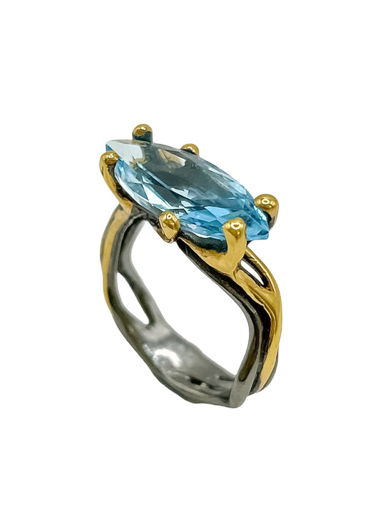 Silver Ring With Blue Topaz