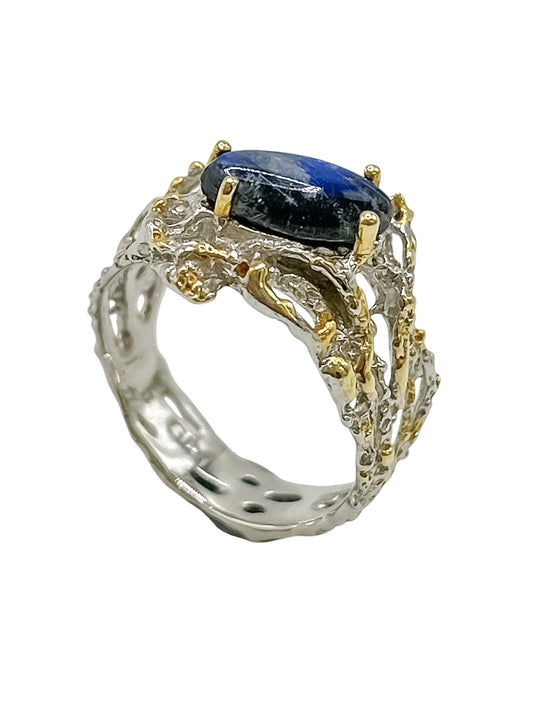 Silver Ring With Spectrolite
