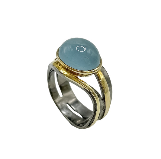 Silver Ring With Aqua Marine