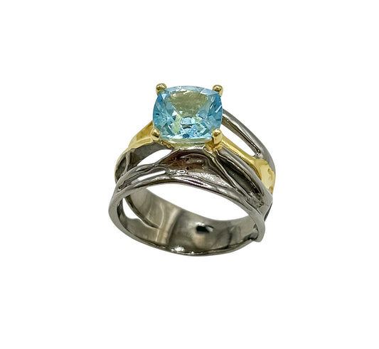 Silver Ring With Blue Topaz