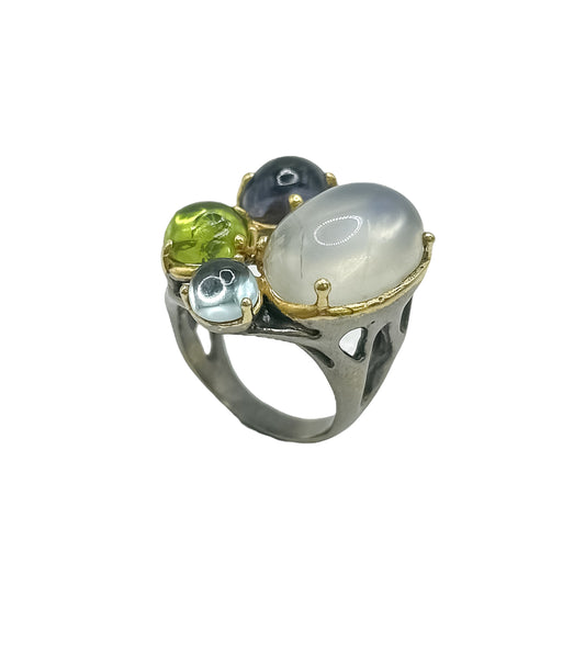 Silver Ring With Gems