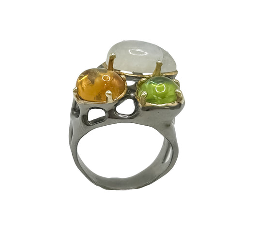 Silver Ring With Gems