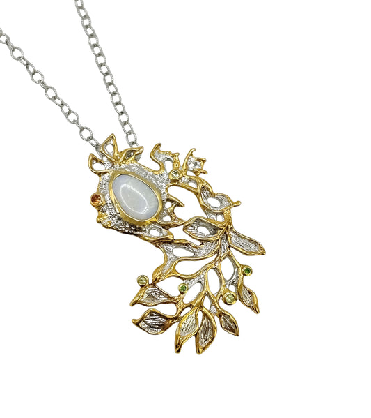 Silver Necklace With Opal