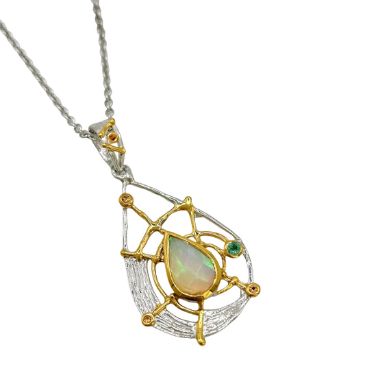 Silver Necklace With Opal