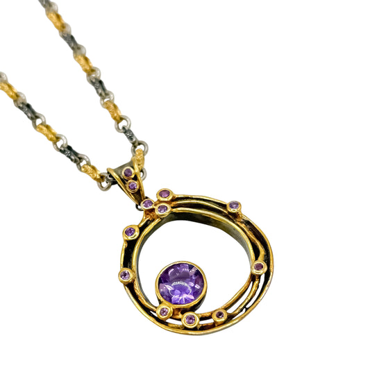 Silver Pendant With Amethyst