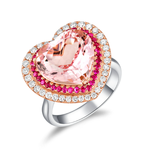Precious Stones Heart Ring