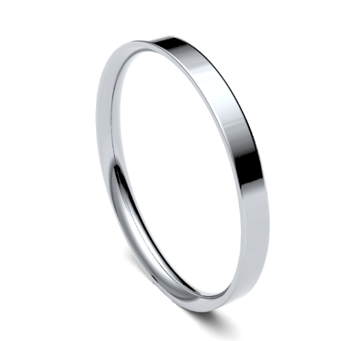 2mm Flat Court in 9K White Gold