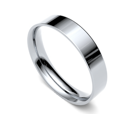 4mm Flat Court in 9K White Gold